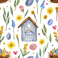 Spring Easter pattern in watercolor
