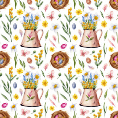 Spring Easter pattern in watercolor