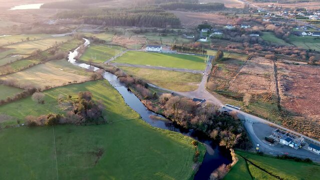 Aerial view of the football pitch in Glenties in County Donegal, Ireland