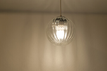 Beautiful modern ceiling lamp round shape glass decoration for home and living and wall background.