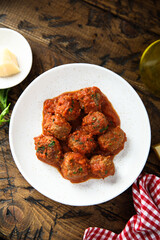 Homemade meatballs with tomato sauce