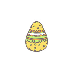 Decorated painted Easter egg, hand drawn doodle vector illustration isolated on white background.