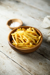 Homemade French fries with sea salt
