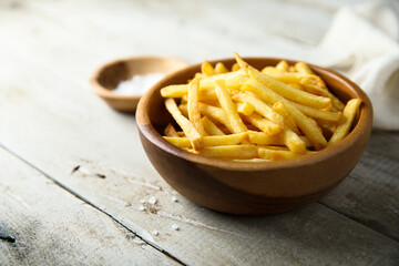 Homemade French fries with sea salt