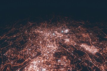 Rome aerial view at night. Top view on modern city with street lights