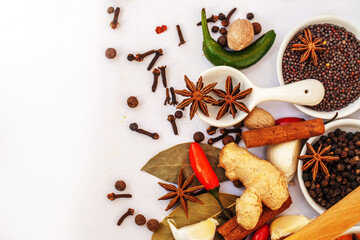 Spice up your life. Cropped shot of an assortment of colorful spices.