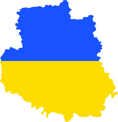 Flat vector map of the Ukrainian administrative area  of VINNYTSIA OBLAST combined with official flag of UKRAINE