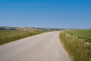 Country landscape in Avellino province, Campania, Italy, at summer