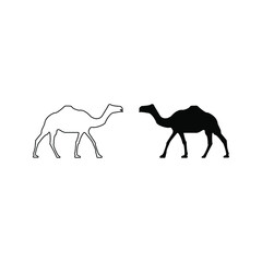 Camel icon. animal sign. silhouette style.color editable