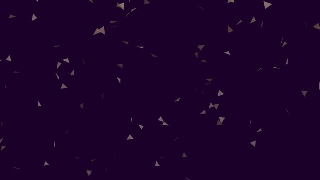 Purple background with falling golden triangles. Simple high definition animation with objects falling in a perfect, seamless loop.