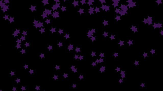 Black background with falling purple stars. Simple high definition animation with objects falling in a perfect, seamless loop.