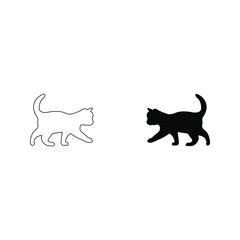 Cat icon. black cat silhouette color editable