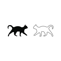 Cat icon. black cat silhouette color editable