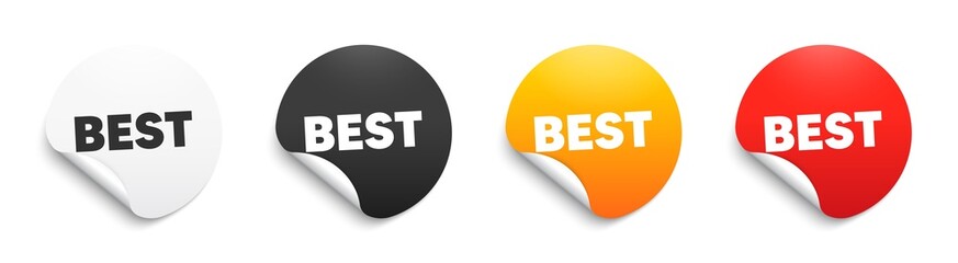 Best promotion text. Round sticker badge with offer. Special offer Sale sign. Advertising Discounts symbol. Paper label banner. Best adhesive tag. Vector