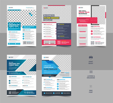 Creative business conference flyer template. Corporate business flyer template with geometric shapes