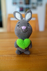 Amigurumi Easterbunnys with Hearts in different Colours. Selfmade Handmade Bavaria Germany