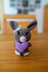 Amigurumi Easterbunnys with Hearts in different Colours. Selfmade Handmade Bavaria Germany