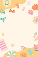 summer vector background with a set of beach icons for banners, cards, flyers, social media wallpapers, etc.