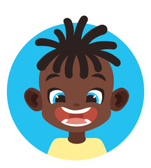 African boy profile picture. Smiling kid portrait