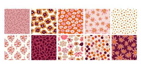 Mod Flowers and Dots Pattern Set