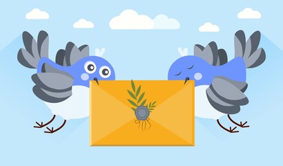 Birds carrying envelope concept