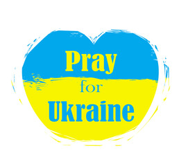 Pray for Ukraine concept background, Ukraine flag love shape praying concept illustration