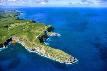 Aerial view of the Pointe de la Grande Vigie, Grande-Terre, Guadeloupe, Lesser Antilles, Caribbean.