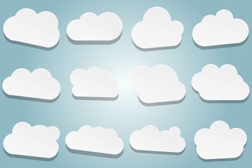 Clouds paper cut set. Vector illustration.
