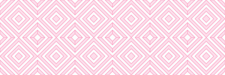 White and pink abstract line geometric diagonal square seamless pattern banner background. Vector illustration.