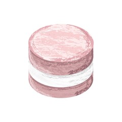 Hand-drawn macaron, cream, and white chalk on the white background.