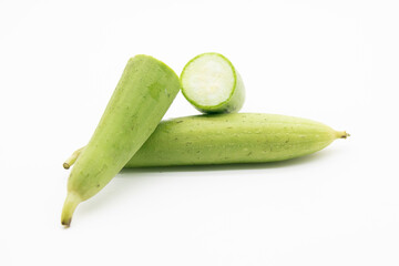 slices fresh loofah or Sponge Gourd or Vegetable Sponge isolate on white background