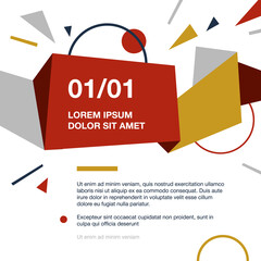 Bauhaus inspired graphic design of vector poster mockup created with vector abstract elements, lines and bold geometric shapes, useful for poster art, front page design, decorative prints.