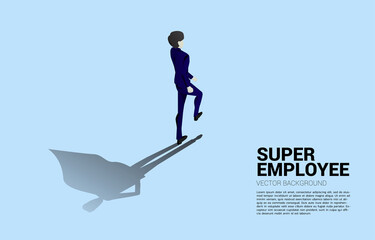 Silhouette of businessman and his shadow of superhero.concept of empower potential and human resource management