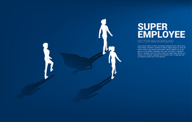 Silhouette of businessman and his shadow of superhero.concept of empower potential and human resource management
