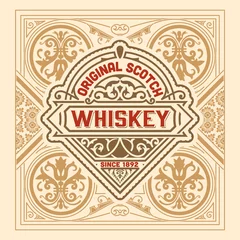 Poster Vintage labels Whiskylabel met oude lijsten