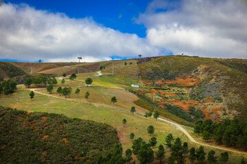 Landscape view of the mountains surrounding the village of Manteigas, located in the Serra da Estrela - Portugal