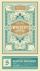 Whiskey label with old frames