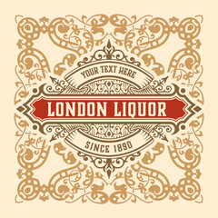 Whiskey label with old frames