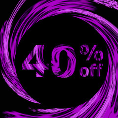 40% off modern and luxury rock tag. Discount and promotions banner. 40 percent offer and sale