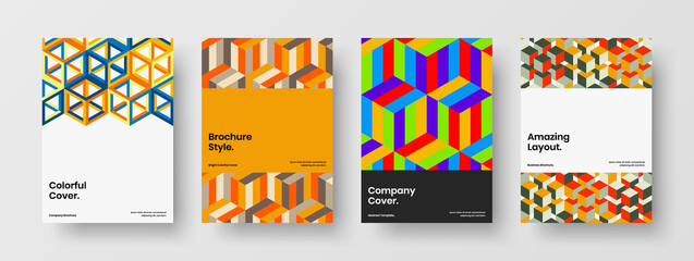Modern poster vector design layout composition. Simple mosaic pattern leaflet illustration bundle.