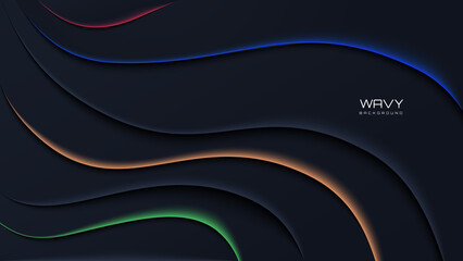 Dynamic wavy black abstract background color light