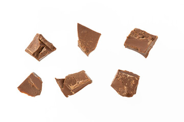 chocolate chips on a white background