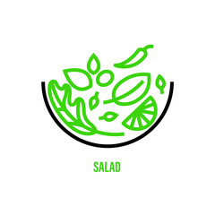 Salad Vector Icon. healthy and vegan diet. editable vector.
