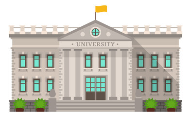 University icon. Higher education symbol. Buiding exterior