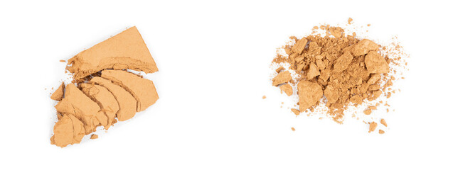 makeup powders on a white background