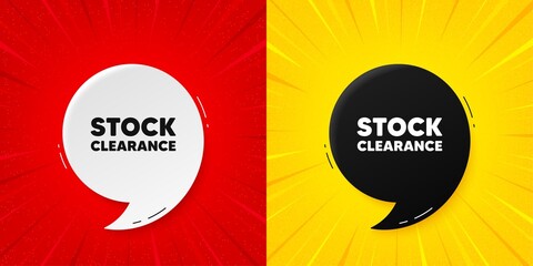 Stock clearance sale tag. Flash offer banner with quote. Special offer price sign. Advertising discounts symbol. Starburst beam banner. Stock clearance speech bubble. Vector - obrazy, fototapety, plakaty