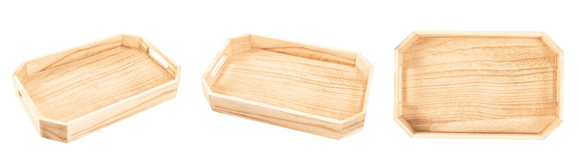 wooden tray on a white background
