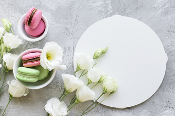 Flowers and dessert close up