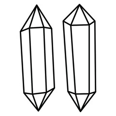 Crystal outline vector illustration minimalist icon set. Linear sign of treasure gem. Mineral, diamond, quartz simple icons isolated on white background.