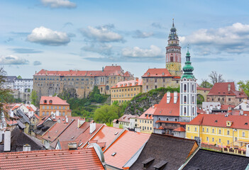 Obraz premium Cesky Krumlov cityscape with castle and old town, Czech Republic